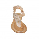 Sandalia de dedo para mujer con elastico en piel cobrizo y piel imprimida cobrizo y blanca tacon 2 - Tallas disponibles:  42