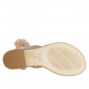 Sandale entredoigt pour femmes avec elastique en cuir cuivre et cuir imprimé cuivre et blanc talon 2 - Pointures disponibles:  42
