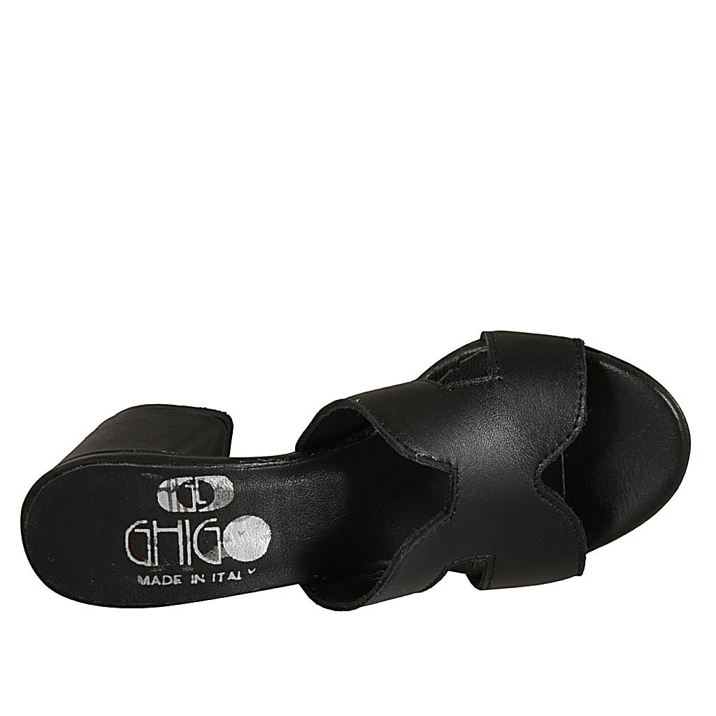 black leather mules with heel