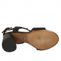 Sandalia para mujer con tachuelas en piel negra tacon 7 - Tallas disponibles:  32, 42, 44, 45