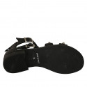 Zapato abierto para mujer en piel negra con cremallera, hebillas y tachuelas tacon 3 - Tallas disponibles:  32