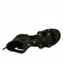 Woman's open shoe with zipper, buckles and studs in black leather heel 3 - Available sizes:  32