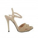 Woman's sandal with anklestrap in sand beige suede heel 11 - Available sizes:  31, 42