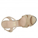 Woman's sandal with anklestrap in sand beige suede heel 11 - Available sizes:  31, 42