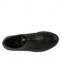 Chaussure à lacets derby pour femmes en cuir noir talon 3 - Pointures disponibles:  42, 43, 44