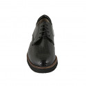 Woman's laced derby shoe in black-colored printed patent leather heel 3 - Available sizes:  44
