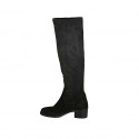 Botas para mujer en gamuza y material elastico negro tacon 5 - Tallas disponibles:  43