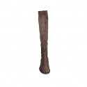 Woman's boot in brown suede and elastic material heel 5 - Available sizes:  43, 44