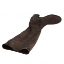 Woman's boot in brown suede and elastic material heel 5 - Available sizes:  43, 44