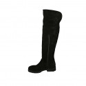 Woman's high boot with half zipper in black suede heel 3 - Available sizes:  33