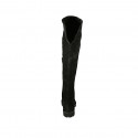 Bottes haute pour femmes avec demi fermeture eclair en daim noir talon 3 - Pointures disponibles:  33