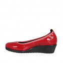 Woman's pump in red patent leather wedge heel 4 - Available sizes:  42