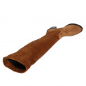 Woman's boot in cognac suede and elastic material heel 6 - Available sizes:  42