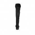 Woman's cuissardes boot in black suede and elastic material heel 3 - Available sizes:  33