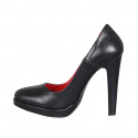 Woman's pump in black leather with platform heel 11 - Available sizes:  31