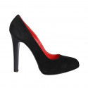 Zapato de salon para mujer en gamuza negra con plataforma tacon 11 - Tallas disponibles:  31