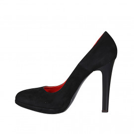 Woman's pump in black suede with platform heel 11 - Available sizes:  31 2