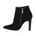 Woman's pointy ankle boot with zipper in black suede heel 11 - Available sizes:  31, 32, 42