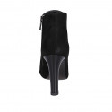 Botines a punta para mujer con cremallera en gamuza negra tacon 11 - Tallas disponibles:  31, 32, 42