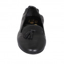 Mocassin avec elastique et glands pour femmes en cuir noir talon 1 - Pointures disponibles:  43