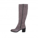Woman's boot with zipper in grey suede heel 6 - Available sizes:  43