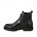 Botines para mujer con elasticos y hebilla en charol negro tacon 3 - Tallas disponibles:  32