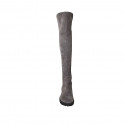 Bottes au genou pour femmes en daim et matériau élastique gris talon 3 - Pointures disponibles:  33