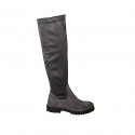 Woman's boot in gray suede and elastic material heel 3 - Available sizes:  33, 34, 42, 43, 44, 45