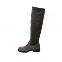 Woman's boot in gray suede and elastic material heel 3 - Available sizes:  33, 45