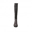Woman's boot in gray suede and elastic material heel 3 - Available sizes:  33, 34, 42, 43, 44, 45