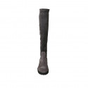 Woman's boot in gray suede and elastic material heel 3 - Available sizes:  33, 45