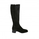 Woman's boot with zipper in black suede heel 4 - Available sizes:  32, 33