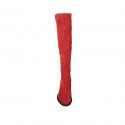 Stivale alto da donna in camoscio ed elasticizzato rosso tacco 6 - Misure disponibili: 34, 43