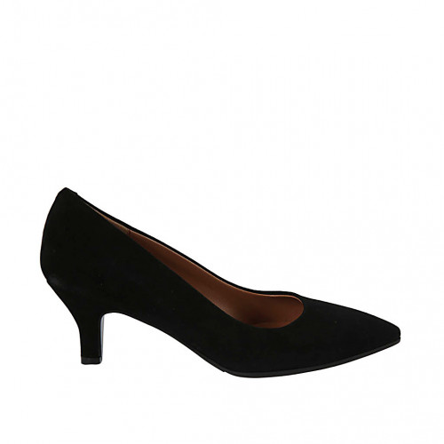 Escarpin à bout pointu pour femmes en daim noir talon 5 - Pointures disponibles:  31, 32