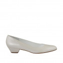 Woman's pump in pearly ivory leather with heel 3 - Available sizes:  33