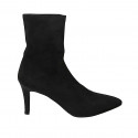 Woman's pointy ankle boot in black elastic suede heel 7 - Available sizes:  33