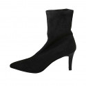Woman's pointy ankle boot in black elastic suede heel 7 - Available sizes:  33