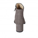 Woman's ankle boot with zipper and studs in grey suede heel 5 - Available sizes:  44