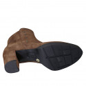 Woman's ankle boot with zipper and studs in brown suede heel 7 - Available sizes:  44