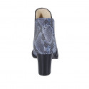 Bottines à bout pointu pour femmes avec elastiques en cuir imprimé bleu talon 7 - Pointures disponibles:  32, 42, 43