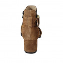 Woman's ankle boot with elastic, zipper and buckle in brown suede heel 5 - Available sizes:  44