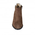 Woman's pointy ankle boot with zipper and studs in brown suede heel 5 - Available sizes:  42