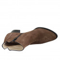 Woman's pointy ankle boot with zipper and studs in brown suede heel 5 - Available sizes:  42