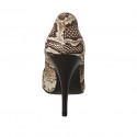 Women's pump shoe in brown and beige printed leather heel 11 - Available sizes:  31