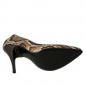 Décolleté da donna in pelle stampata marrone e beige tacco 11 - Misure disponibili: 31