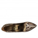 Décolleté da donna in pelle stampata marrone e beige tacco 11 - Misure disponibili: 31