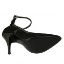 Woman's pump in black suede and patent leather with ankle strap heel 11 - Available sizes:  31