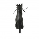 Botin con cordones para mujer en piel negra con cremallera y plataforma tacon 11 - Tallas disponibles:  31, 42