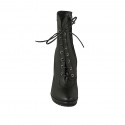 Woman's laced ankle boot with zipper and platform in black leather heel 11 - Available sizes:  31, 42