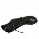 Bottine à lacets pour femmes en cuir noir avec fermeture éclair et plateforme talon 11 - Pointures disponibles:  31, 42